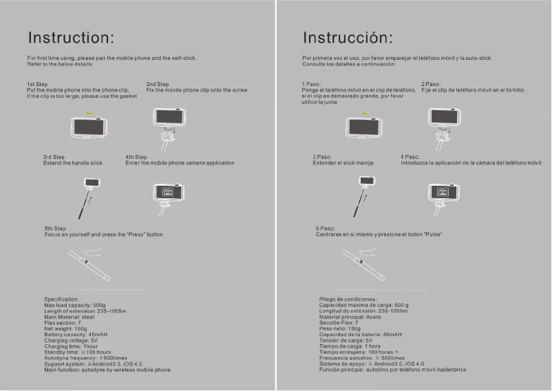 Page 1 de la notice Manuel utilisateur QFX SELFIE-10