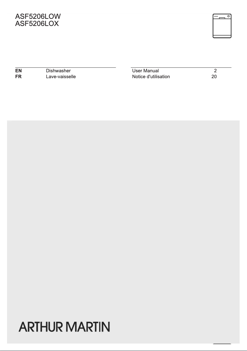 Page 1 of the manual User Manual Arthur Martin ASF5206LOX