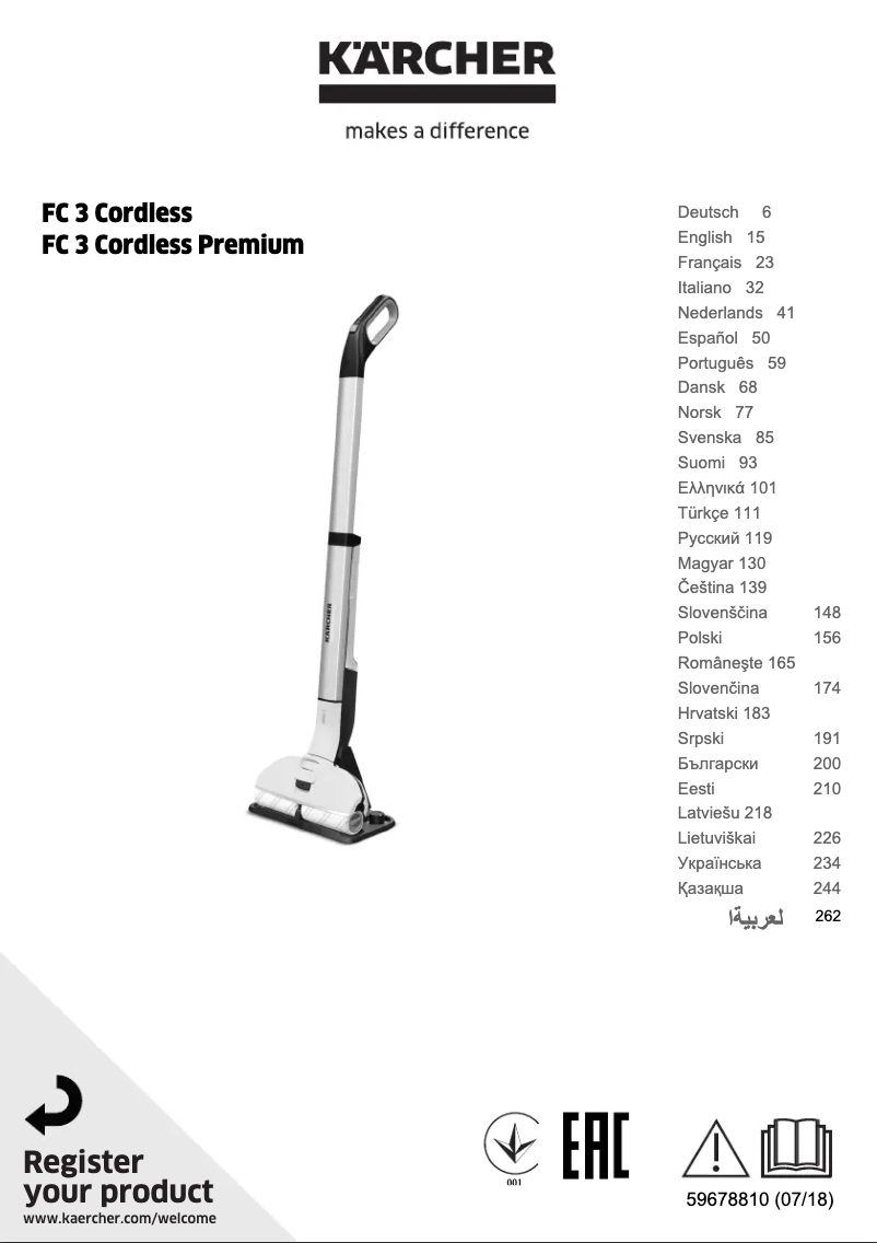 Page 1 de la notice Manuel utilisateur Kärcher FC 3 Cordless Premium