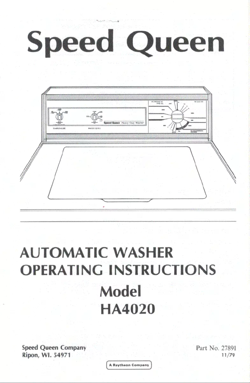 Page 1 de la notice Manuel utilisateur Speed Queen HA4020