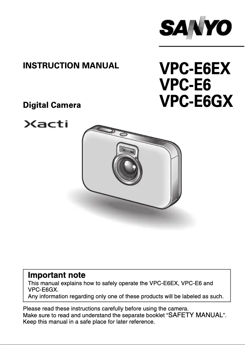 Page n°1 - Manuel utilisateur Sanyo Xacti VPC-E6GX