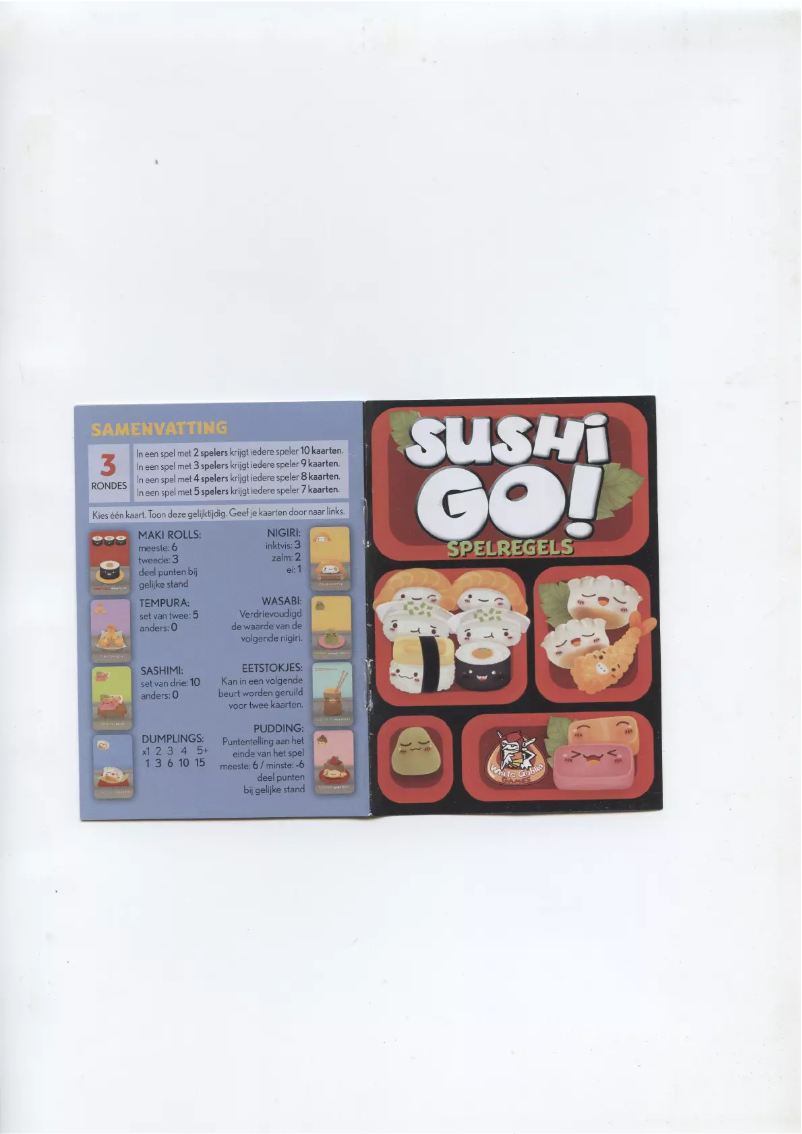 Page 1 of the manual User Manual White Goblin Games Sushi Go
