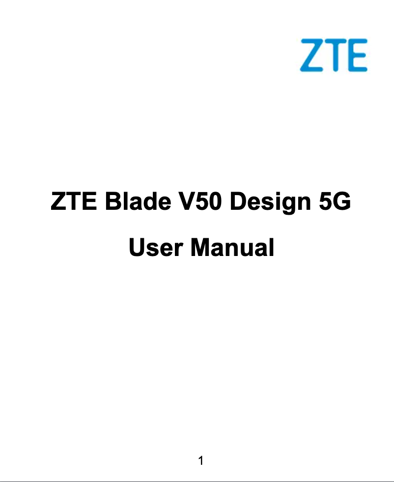 Page 1 de la notice Manuel utilisateur ZTE Blade V50 Design 5G