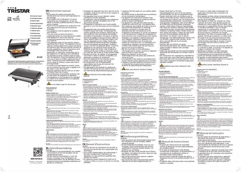 Página 1 del manual Manual de usuario TriStar GR-2650