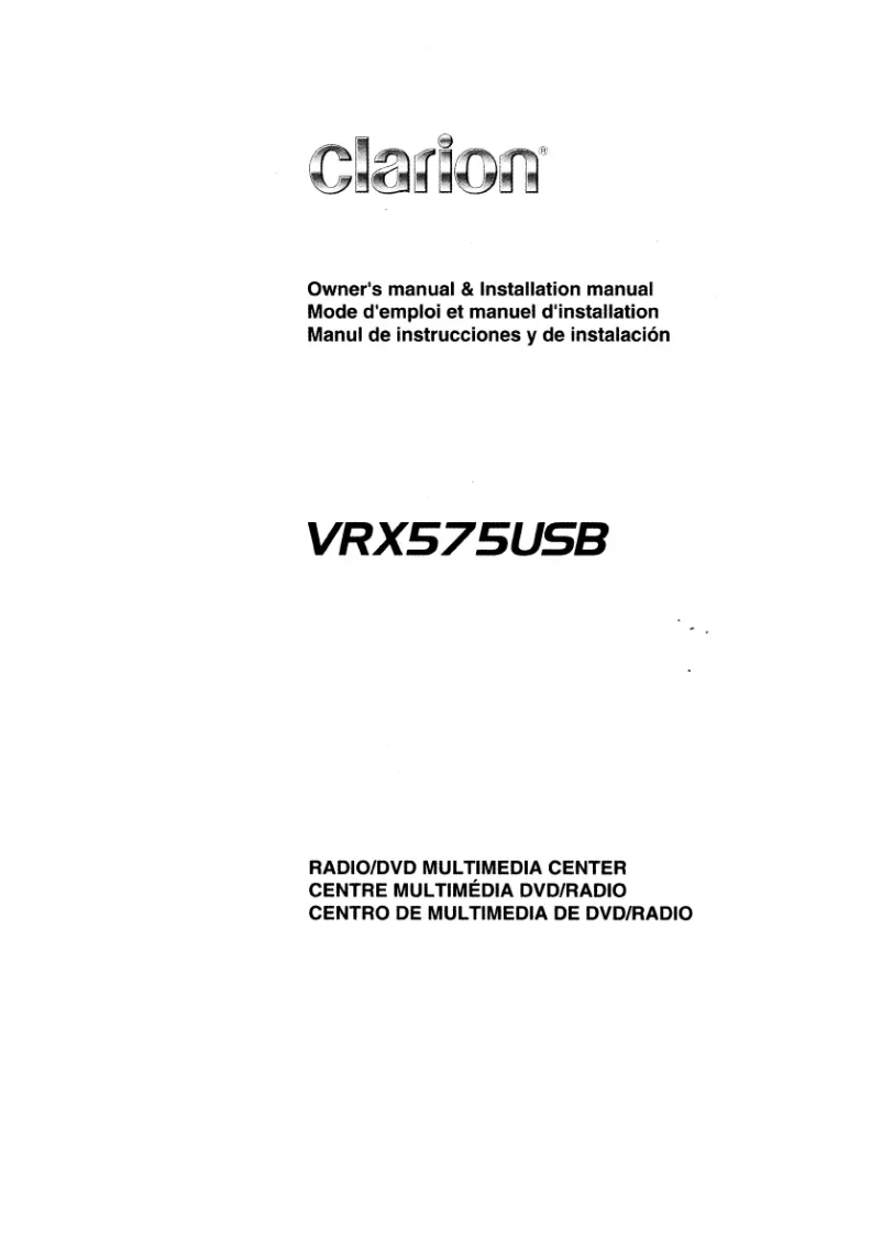 Page n°1 - Manuel utilisateur Clarion VRX575USB