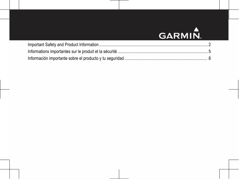 Page n°1 - Instructions de sécurité Garmin Fleet 660
