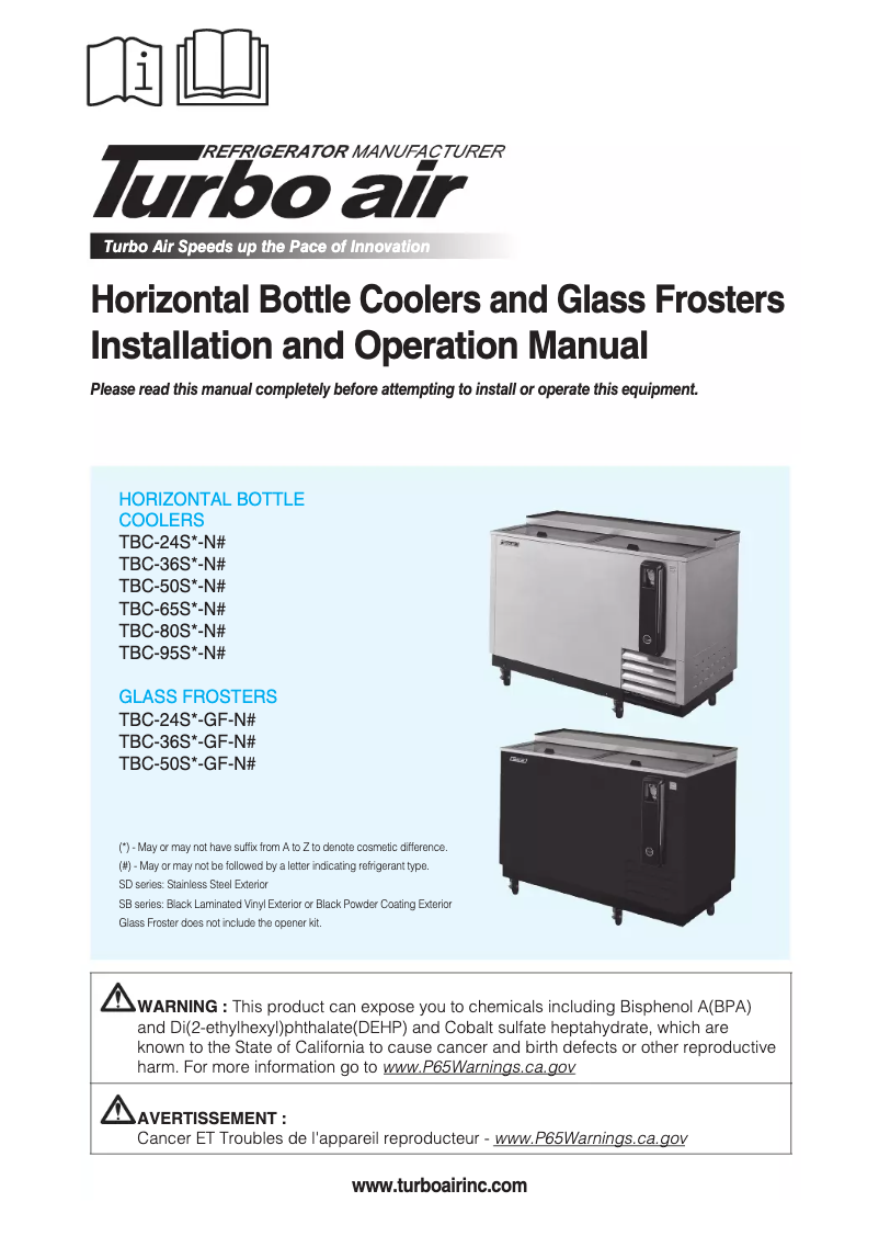 Page n°1 - Guide d'installation Turbo air TBC-65SD
