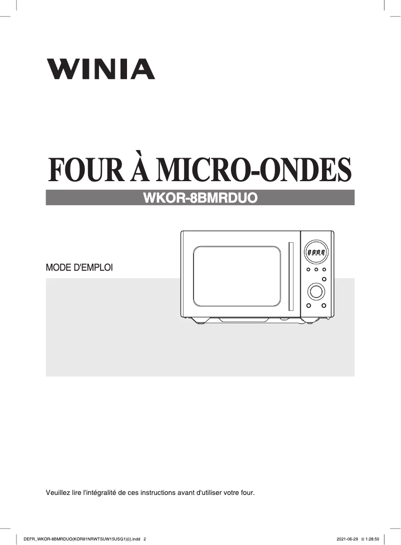Page n°1 - Manuel utilisateur Winia WKOR-8BMRDUO
