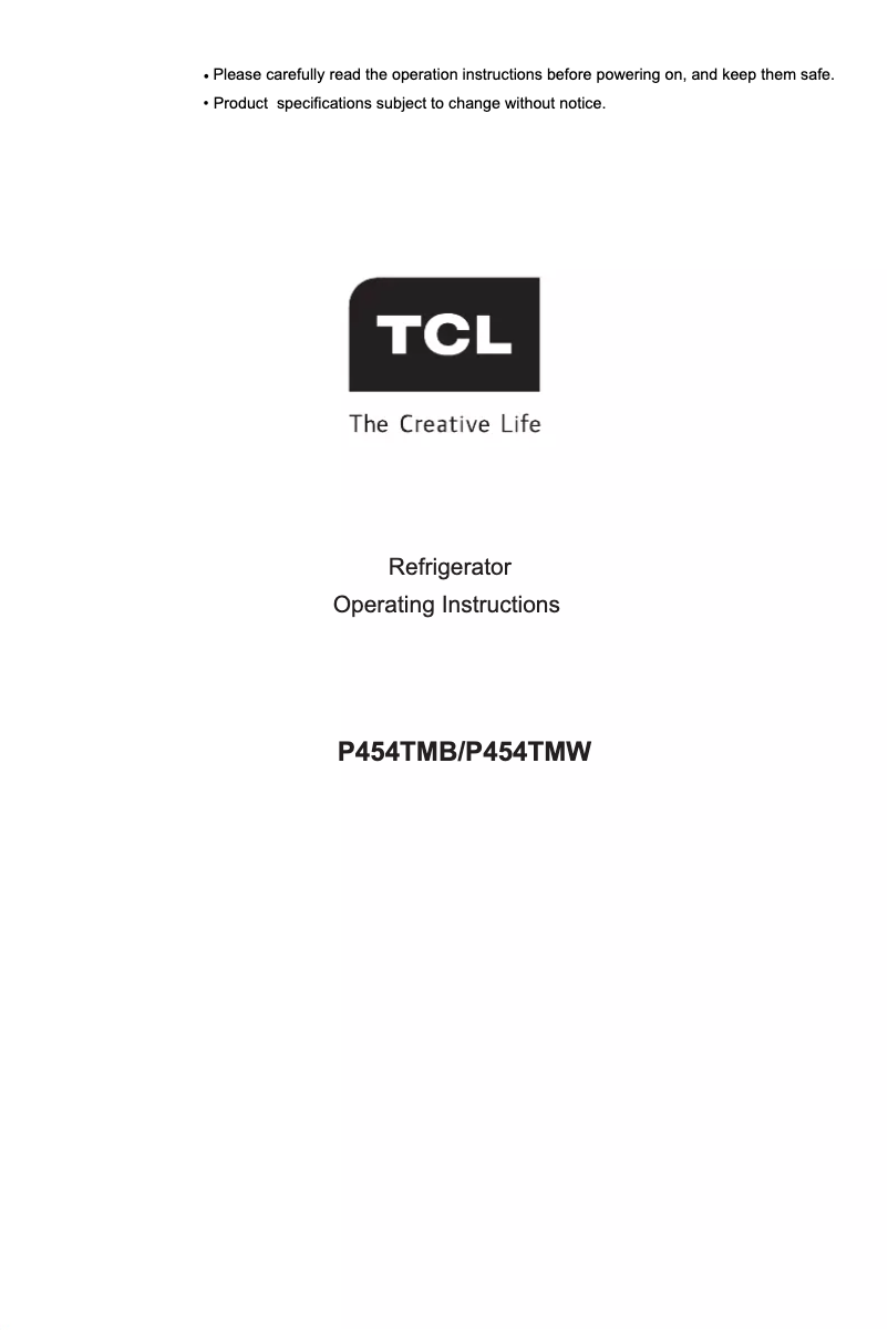 Page 1 de la notice Manuel utilisateur TCL P454TMB