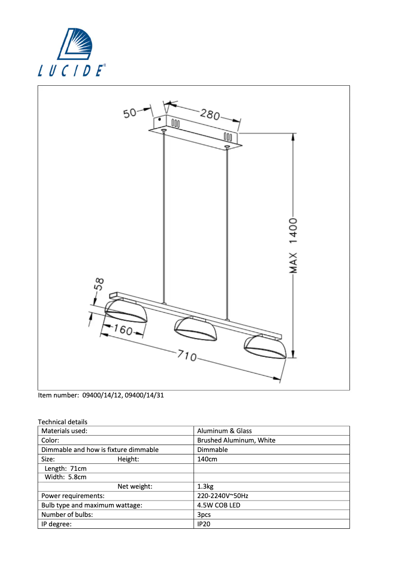 Page n°1 - Manuel utilisateur Lucide Mamba 09400/14/12