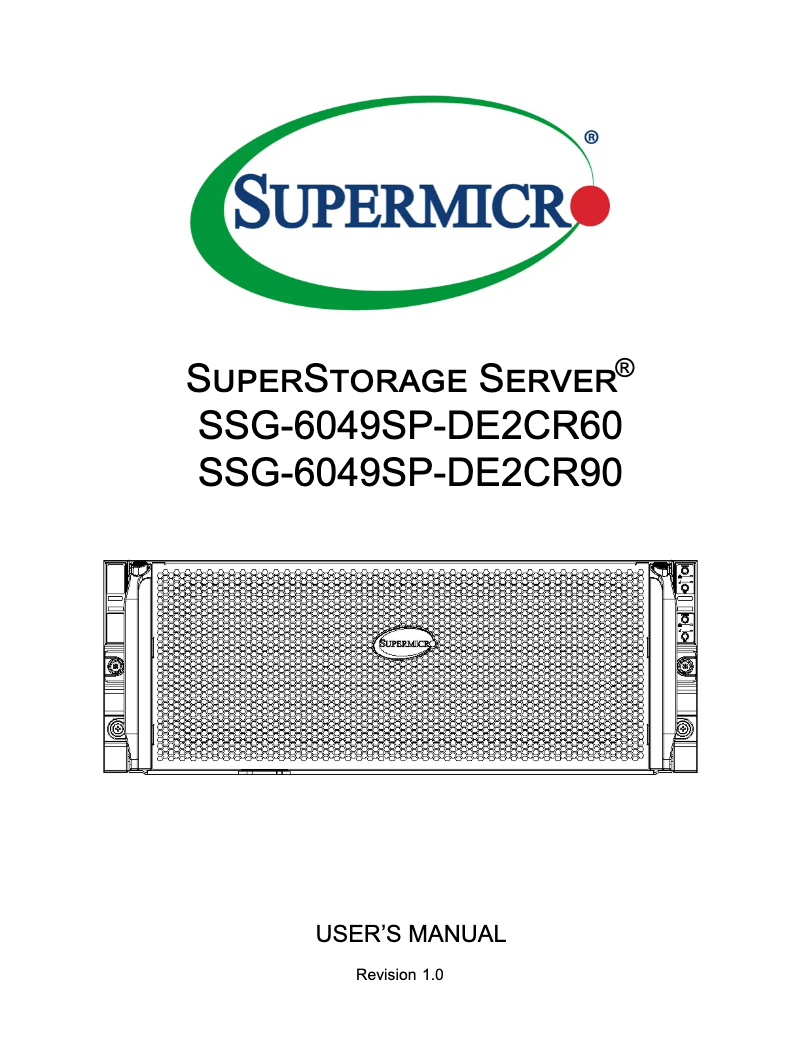 Image de la première page du manuel de l'appareil SuperStorage 6049SP-DE2CR60