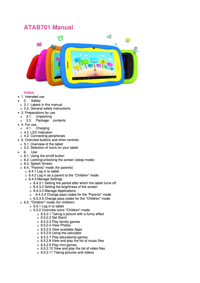 Image de la première page du manuel de l'appareil ATAB701PO