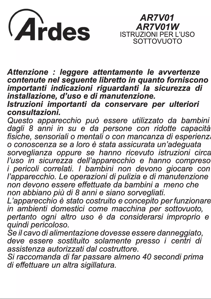 Página 1 del manual Manual de usuario Ardes AR7V01