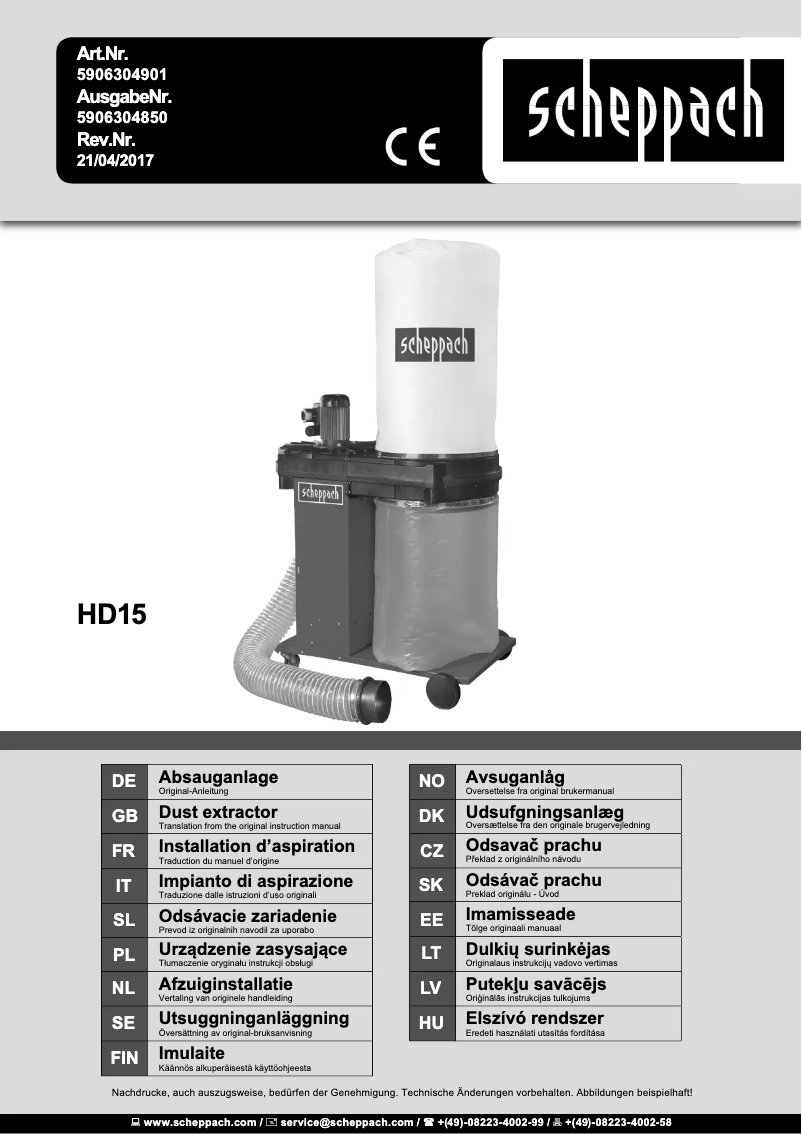 Page n°1 - Manuel utilisateur Scheppach HD15