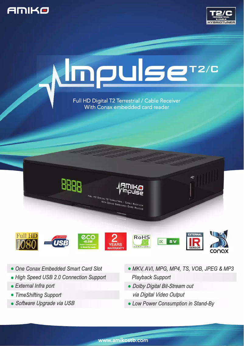 Page n°1 - Manuel utilisateur Amiko Impulse T2/C