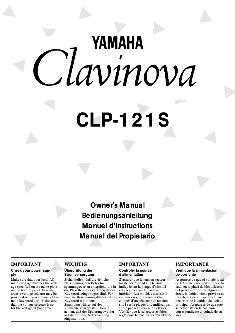 Image de la première page du manuel de l'appareil Clavinova CLP-121S