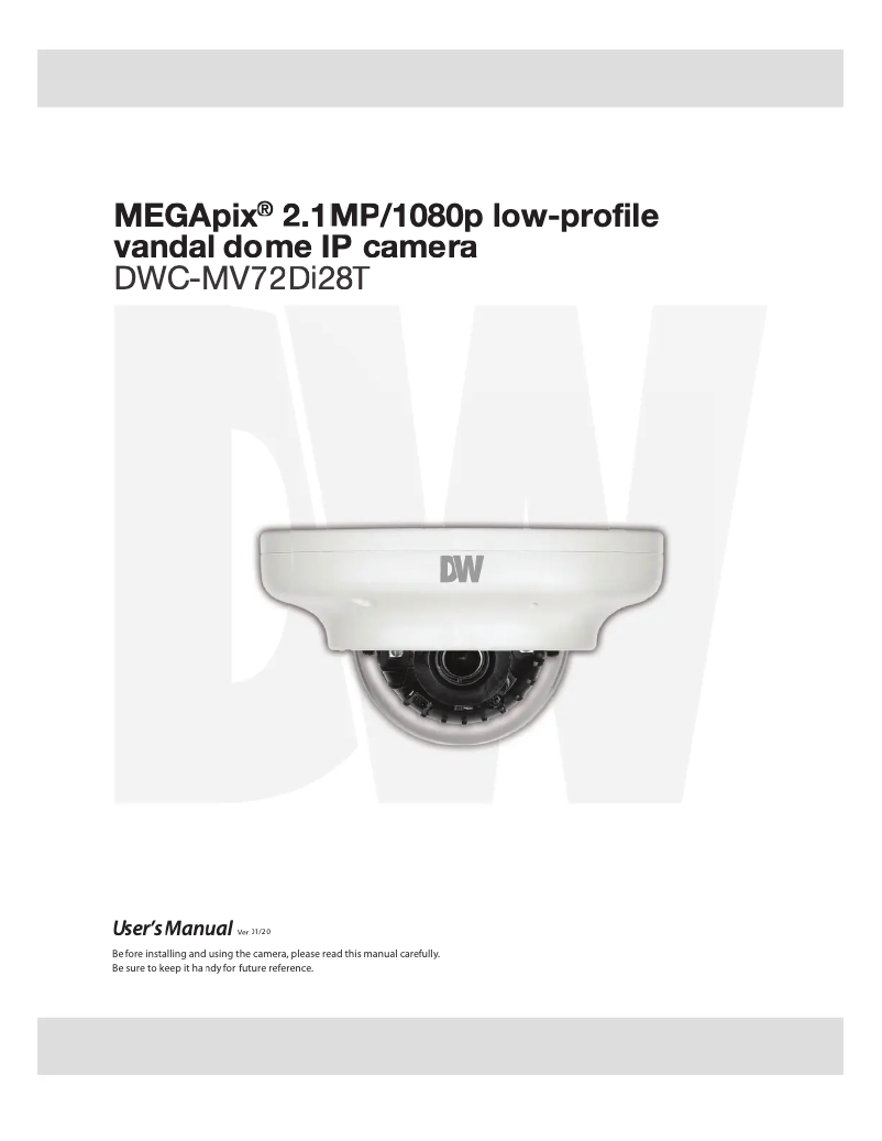Image de la première page du manuel de l'appareil MegaPix DWC-MV72Di28T