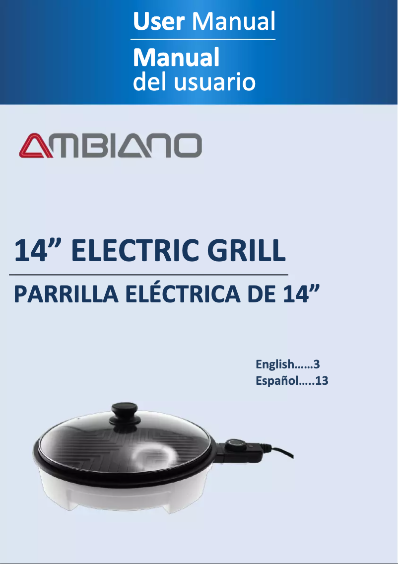 First page image of the manual for 14" Electric Grill HY-6504