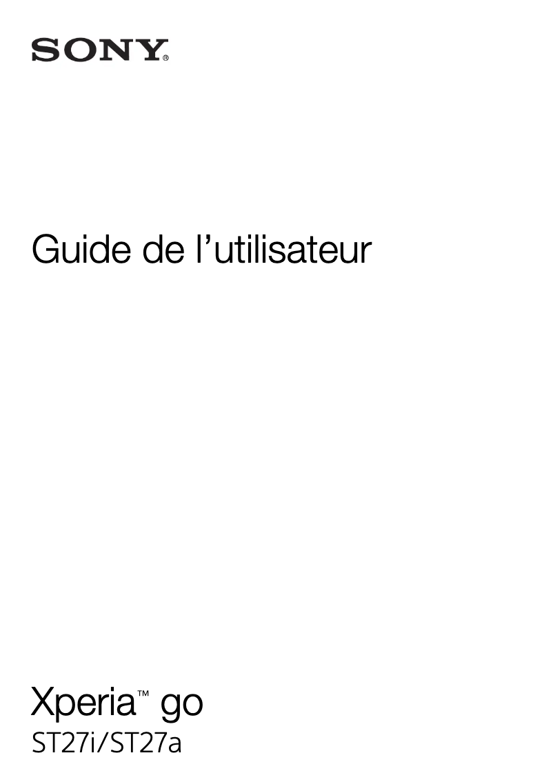 Page 1 de la notice Manuel utilisateur Sony Ericsson Xperia Go