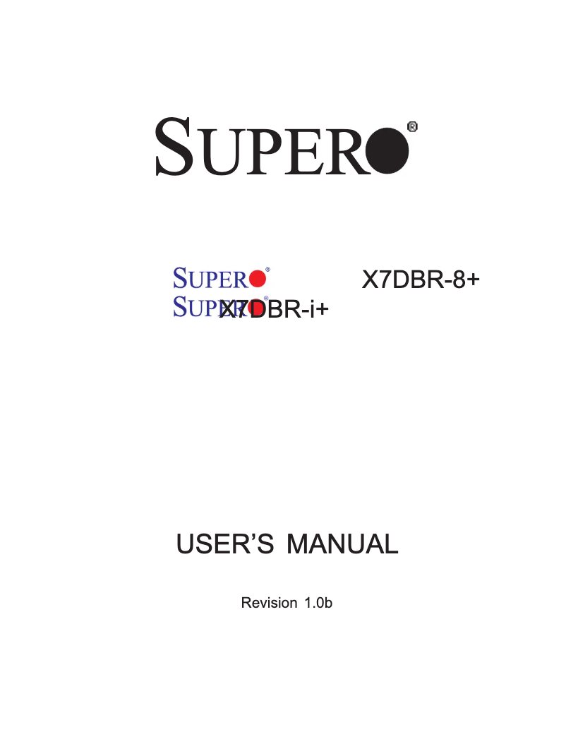 Page 1 de la notice Manuel utilisateur Supermicro X7DBR-i+