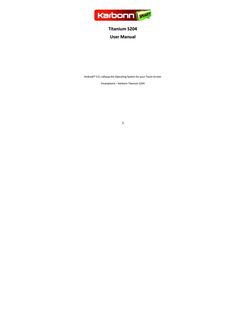 Page n°1 - Manuel utilisateur Karbonn Titanium S204