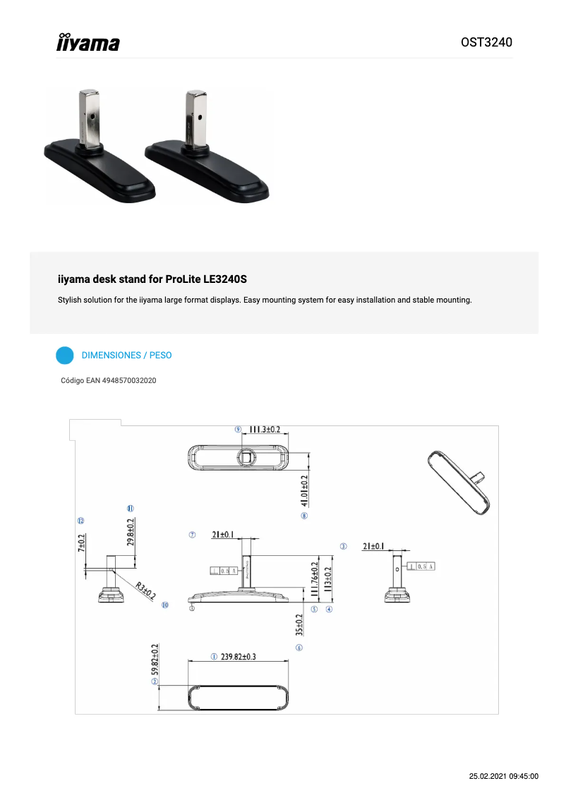 Page n°1 - Manuel utilisateur Iiyama OST3240