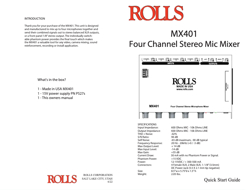 Image de la première page du manuel de l'appareil MX401