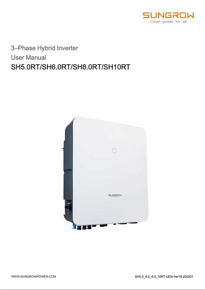 Page 1 de la notice Manuel utilisateur Sungrow SH6.0RT
