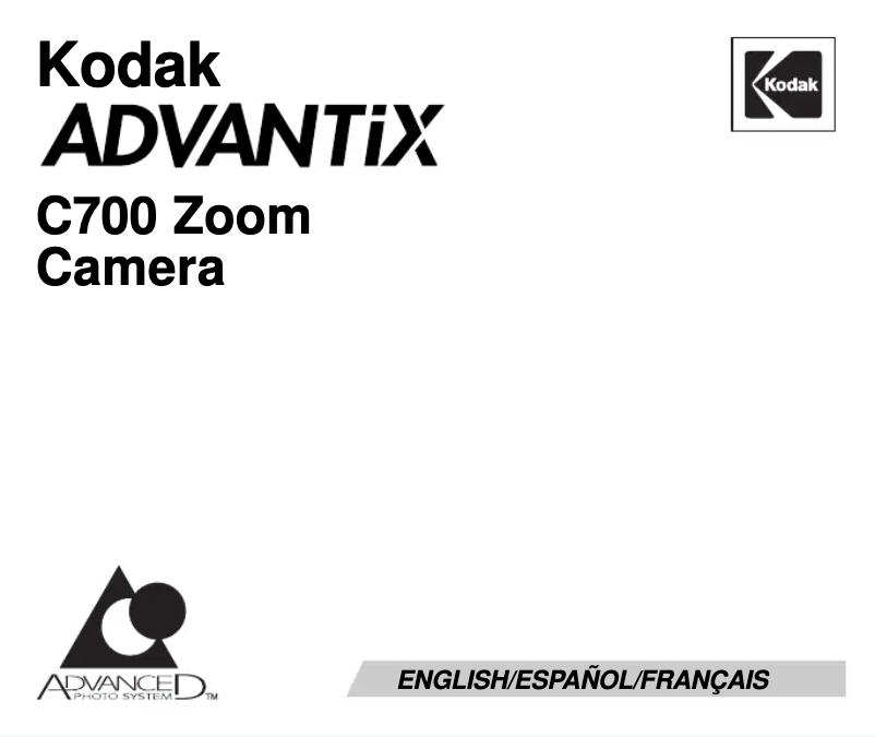 Image de la première page du manuel de l'appareil Advantix C700 Zoom