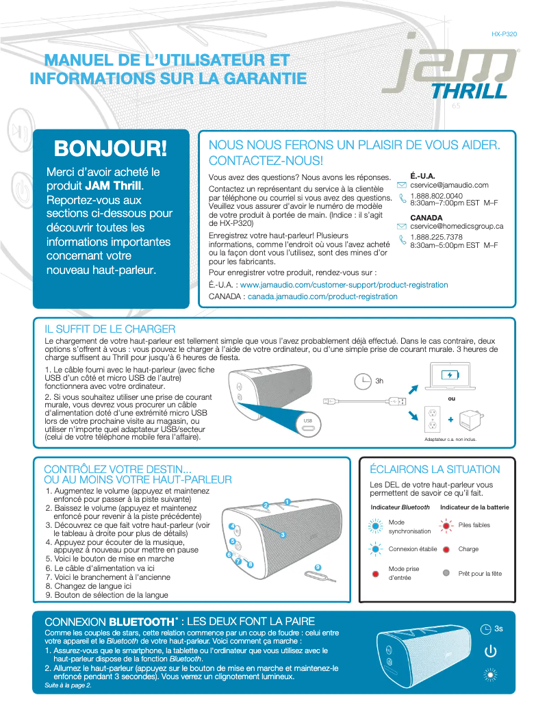 Image de la première page du manuel de l'appareil Thrill HX-P320