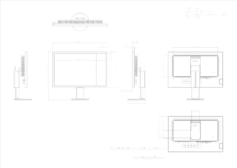 Page 1 de la notice Dessin technique NEC MultiSync EA305WMi
