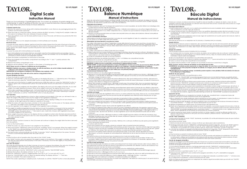 Página 1 del manual Manual de usuario Taylor TE22FT