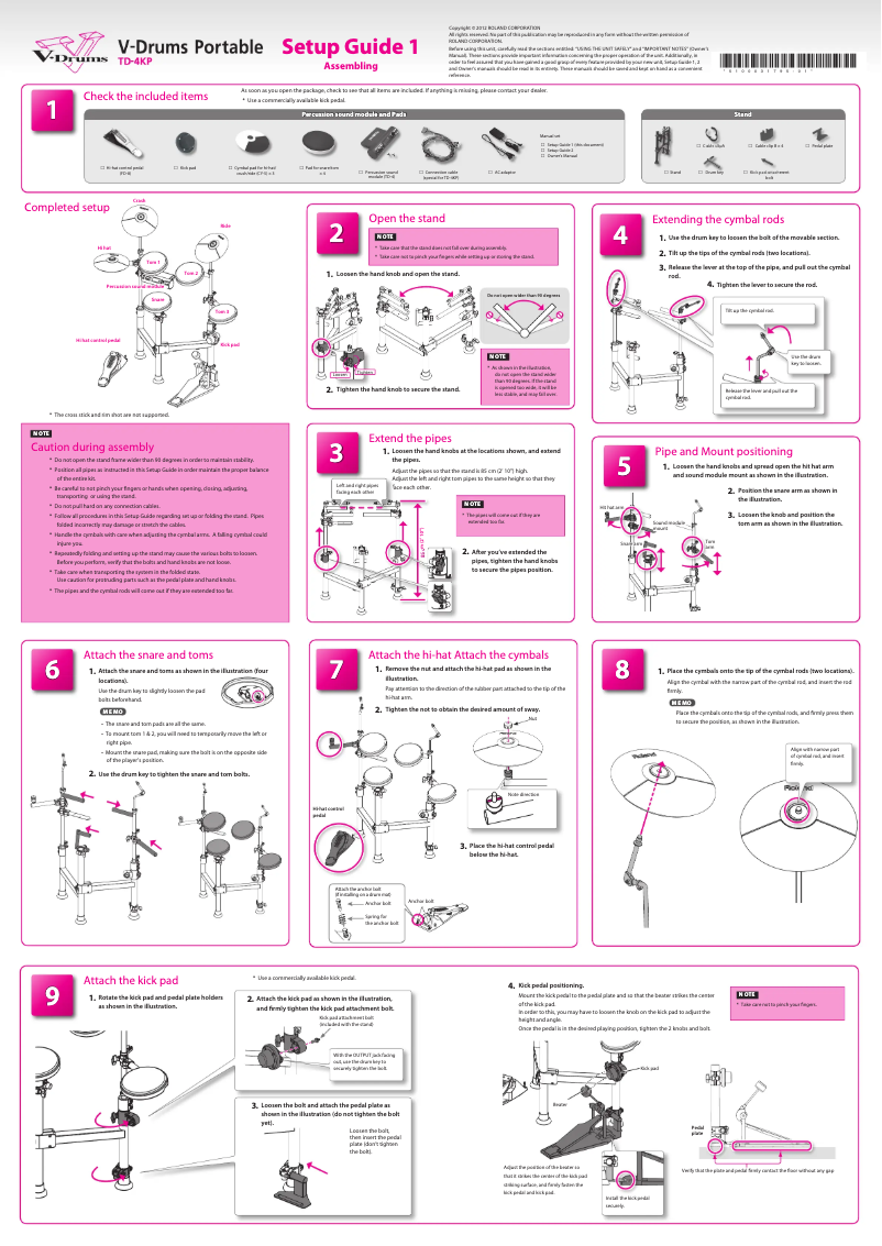 Page n°1 - Guide d'installation Roland TD-4KP