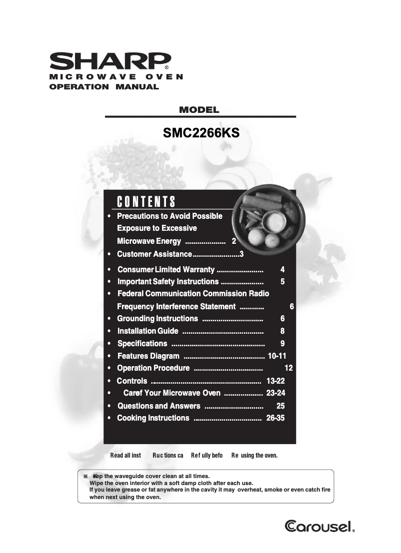 Page n°1 - Manuel utilisateur Sharp SMC2266KS