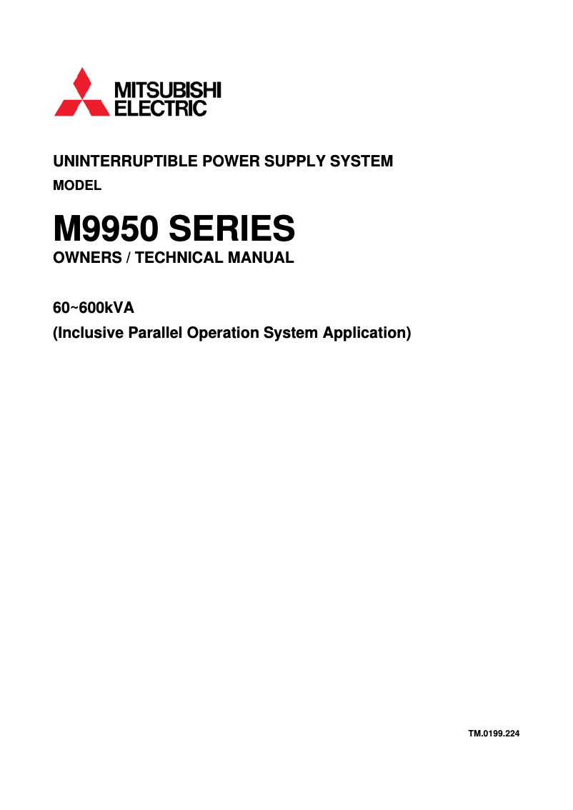 Page 1 de la notice Manuel utilisateur Mitsubishi M9950