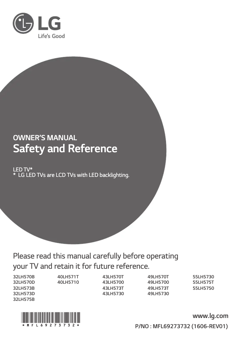 Page 1 de la notice Manuel utilisateur LG 49LH573T