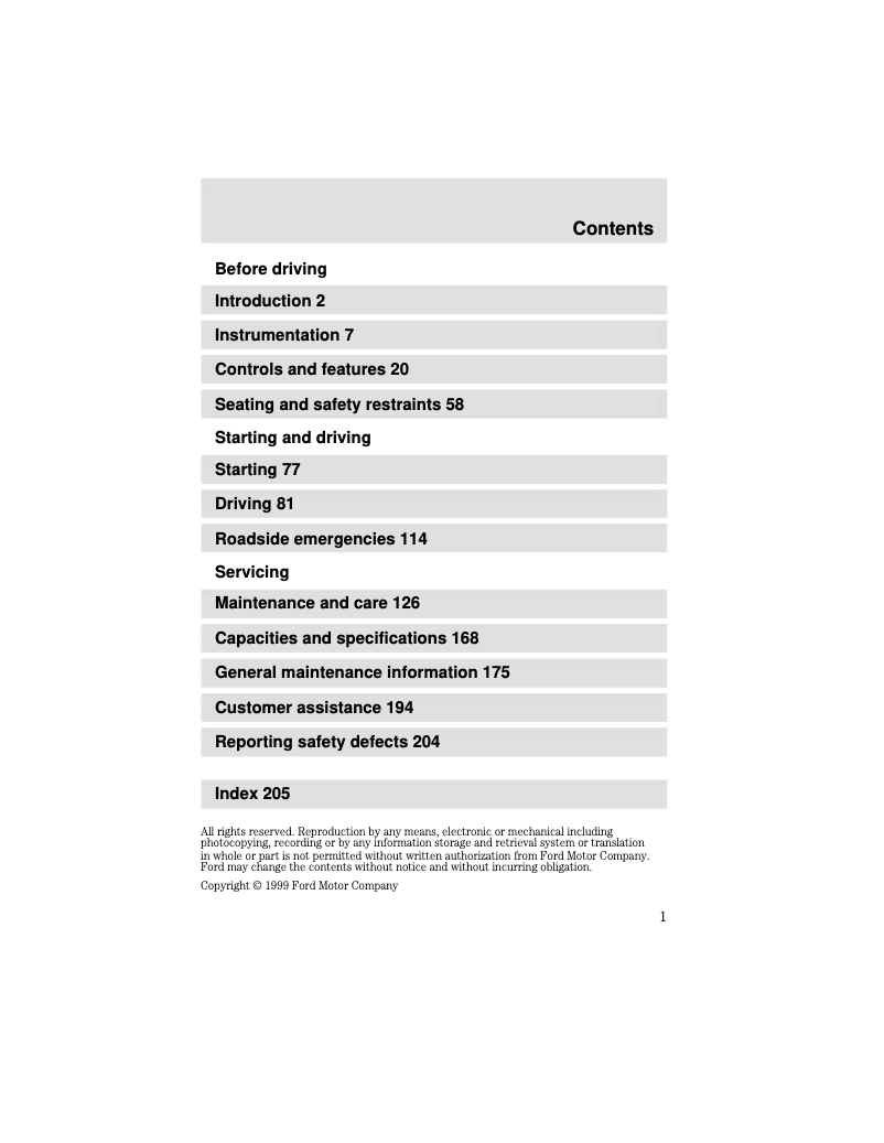 Page n°1 - Manuel utilisateur Ford F-750 (2000)