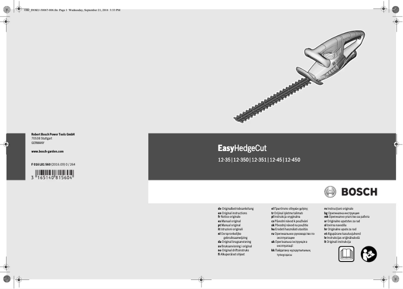 Page 1 de la notice Manuel utilisateur Bosch EasyHedgeCut 12-35