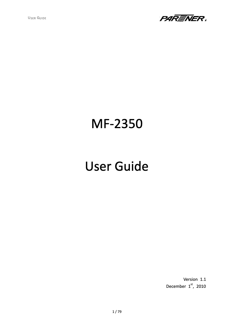 Page n°1 - Manuel utilisateur Partner Tech MF-2350