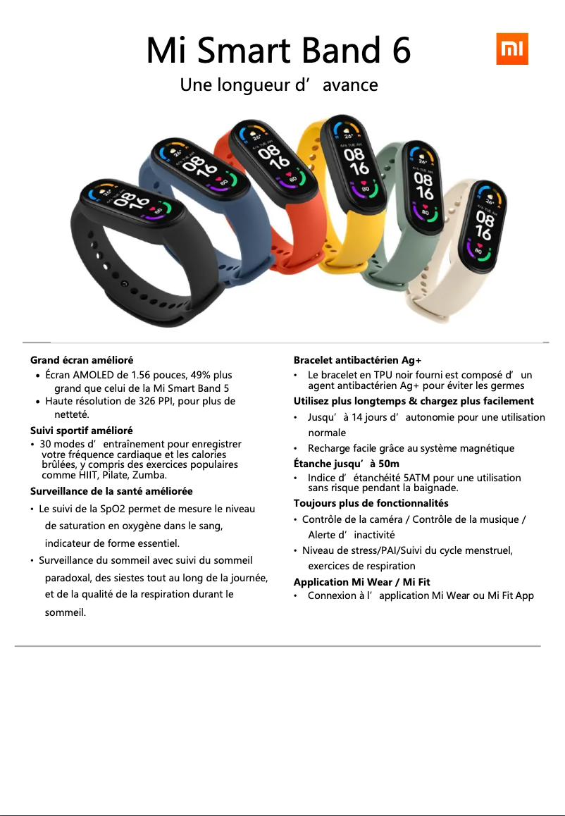 Image de la première page du manuel de l'appareil Mi Smart Band 6