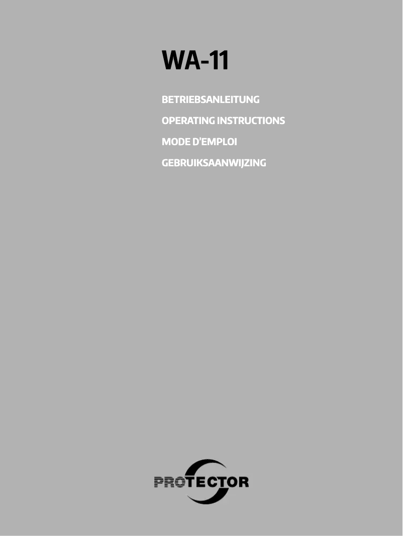 Page 1 de la notice Manuel utilisateur Protector WA-11