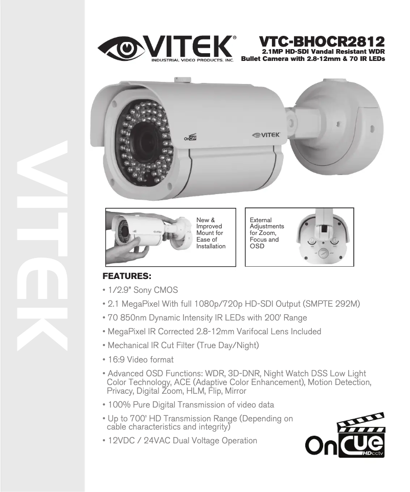 Image de la première page du manuel de l'appareil VTC-BHOCR2812