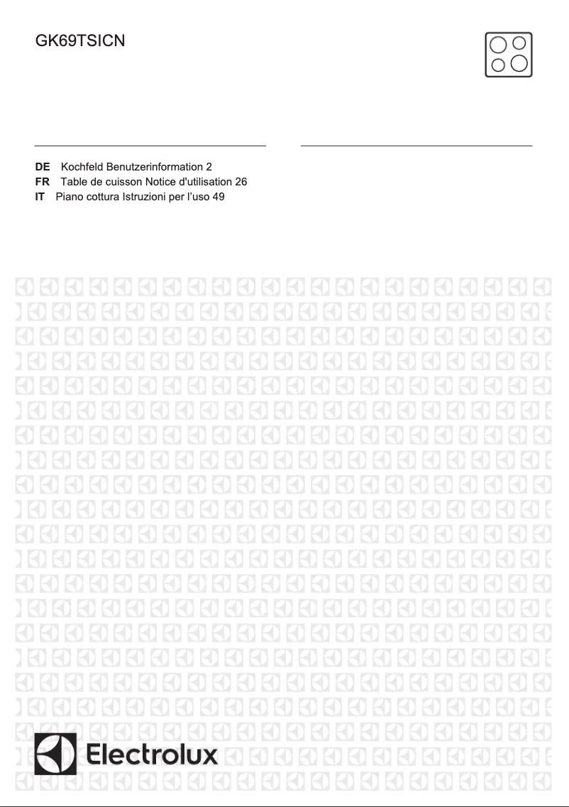 Page 1 de la notice Manuel utilisateur Electrolux GK69TSICN