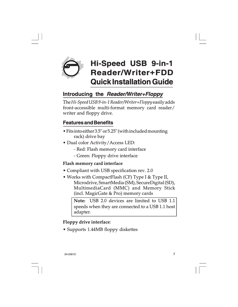 Page n°1 - Manuel utilisateur Siig JU-91RW12-S4
