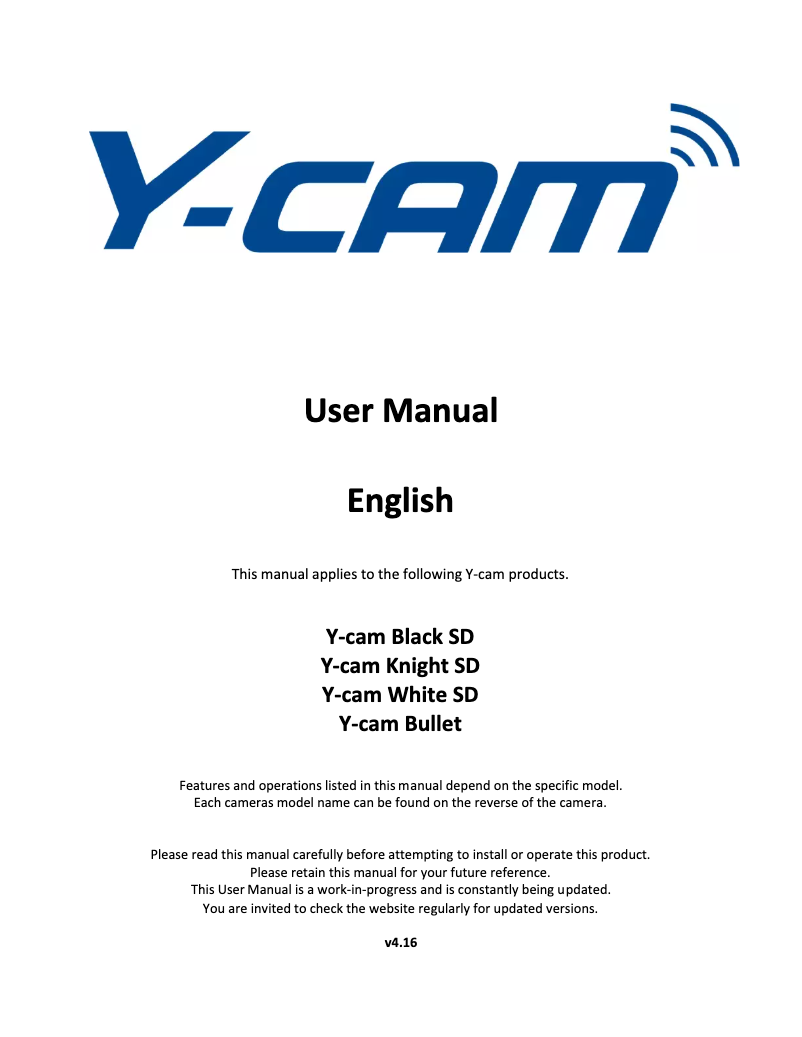 Page n°1 - Manuel utilisateur Y-cam Black S