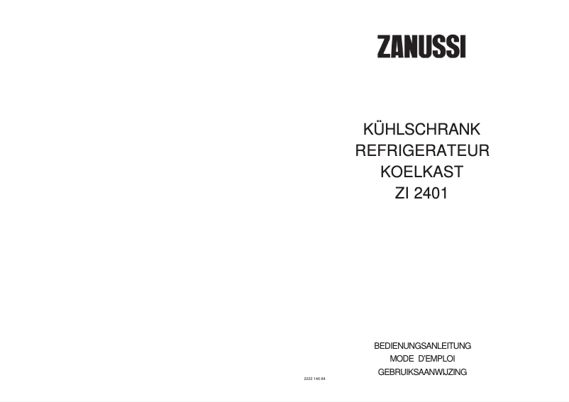 Page n°1 - Manuel utilisateur Zanussi ZI 2401