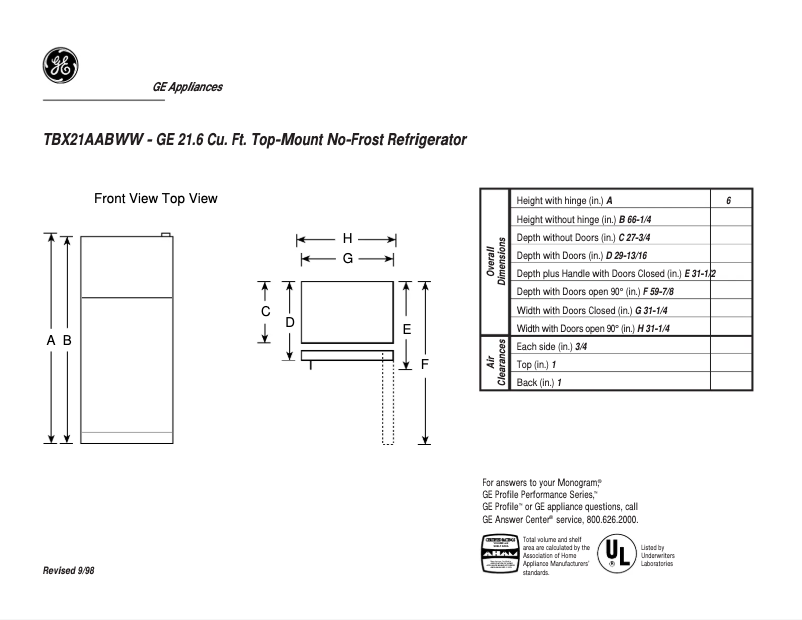 First page image of the manual for TBX21AABWW
