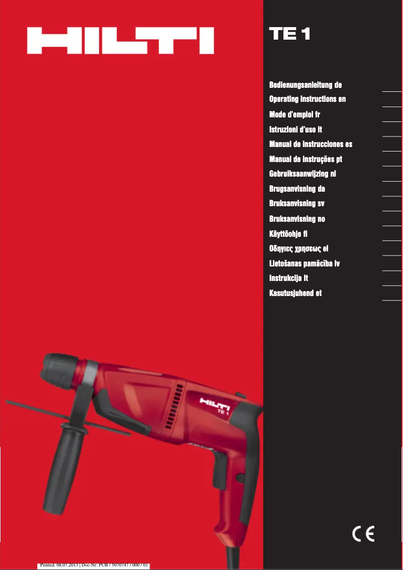 Page 1 de la notice Manuel utilisateur Hilti TE 1