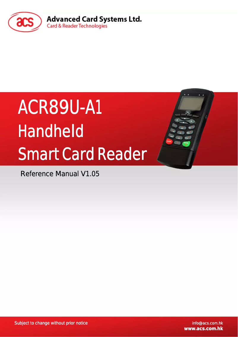 Image de la première page du manuel de l'appareil ACR89U-A1