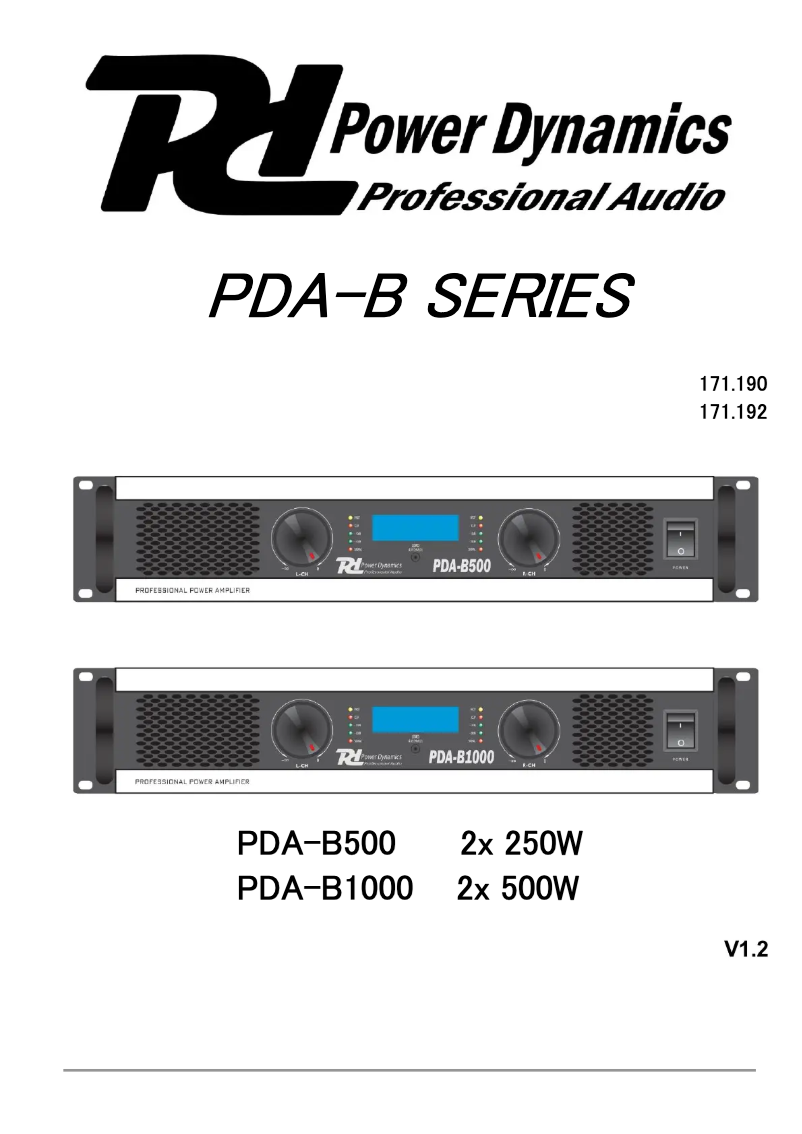 Page 1 de la notice Manuel utilisateur Power Dynamics PDA-B500